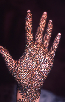Henna painted hand.