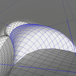 Screenshot of curved grid lines defining a bulging surface.