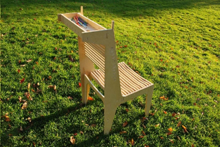 Photograph of a wooden chair designed by a student in this course.