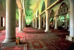 Interior view of the prayer hall of al-Aqsa Mosque.