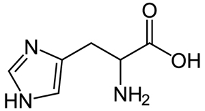 Chemical diagrams for histidine and imidazole.