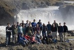 Geodynamics field trip group photo at Godafoss, Iceland.