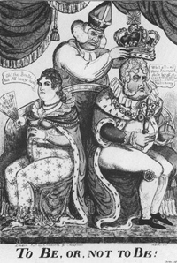 Cartoon of George IV and Caroline by Lewis Marks, June 1821.