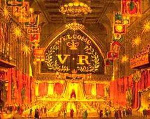 Guildhall interior at a banquet given for Queen Victoria in 1839.