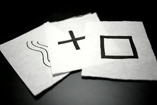 Photograph of Zener cards, used to test for extra-sensory perception.