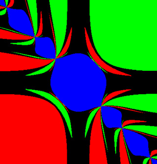 Colorful graphic with symmetry around a center point.