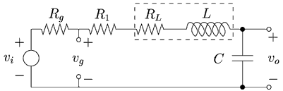 RLC circuit with internal resistances.