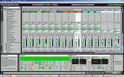 Screenshot of a music software program, with multi-channel mixing, sampler, and reverb modules on screen.