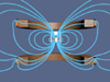 Magnet Oscillating Between Two Coils.