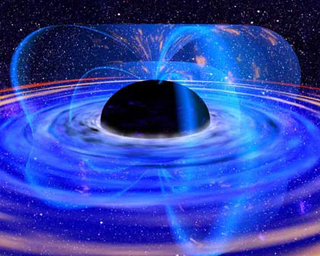 A black hole, surrounded by an accretion disk.