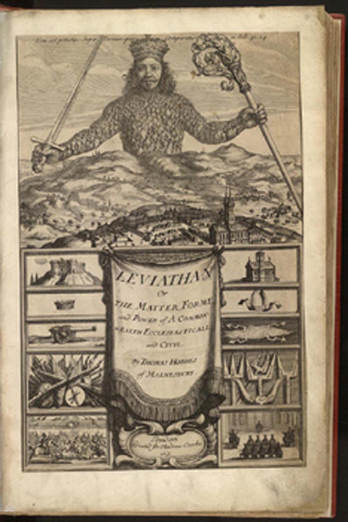 Cover of the Leviathan, which shows a giant man over a hill.
