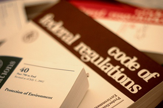 Photograph of government environmental regulation books.