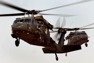 Black hawk helicopters.