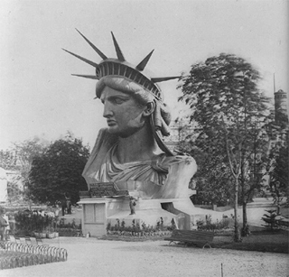 Image of head of Statue of Liberty Paris 1883.